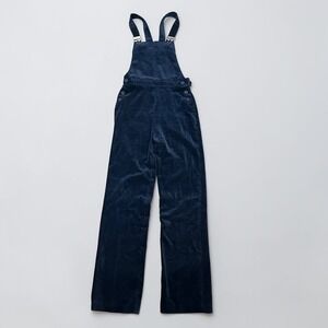 Vintage Mandy Marsh Navy Blue Velvet Overalls Made in England Women Size Small